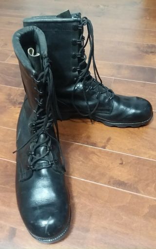 Ms Vintage Black Leather Combat Military Boots - Pj - 2 - 88 - Size 9r