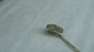 GORGEOUS ART DECO 14K WHITE GOLD FILIGREE DIAMOND PIN STICK PIN - B 2