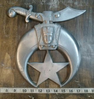Vintage Shriner Large 11 " Metal Symbol Emblem Cresent Scimitar Mason Rare