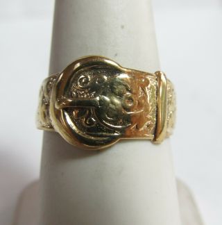 Antique Victorian 9k Solid Gold Ring With Belt Design