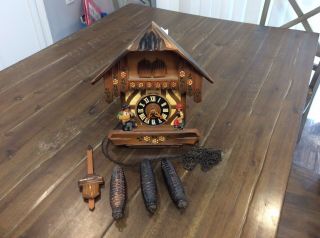 Vintage Cuendet Black Forest Swiss Musical Cuckoo Clock Made In Germany Parts
