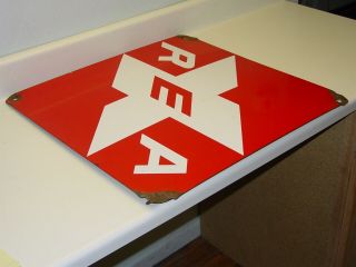 Vintage REA Railway Express Agency Heavy Porcelain Sign,  Railroad,  Gas Oil 8