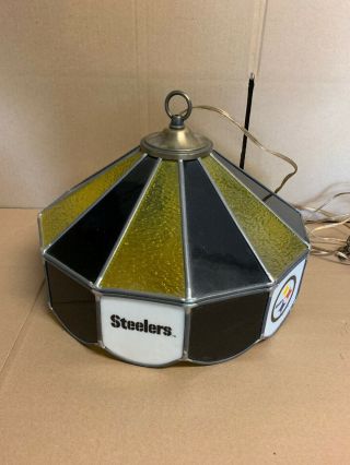 Nfl Pittsburgh Steelers Stained Glass Pool Table Light Vintage Rare