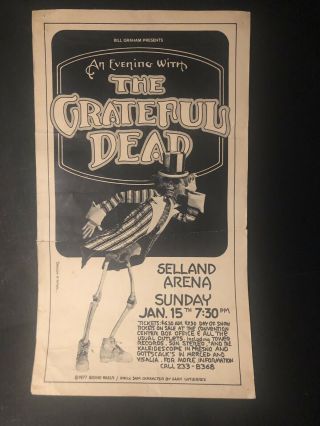 Vintage Grateful Dead Concert Poster 1978 Randy Tuten Fresno Selland