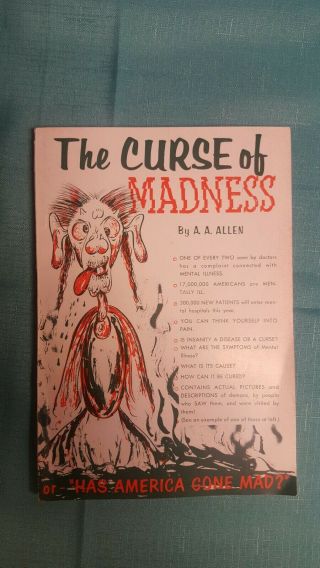Vintage Rare A.  A.  Allen Pentecostal Healing Paperback The Curse Of Madness Book