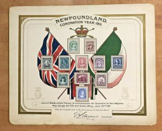 Newfoundland 1911 Royal Family Dignitary Presentation Card,  Scott 104 - 114,  Rare