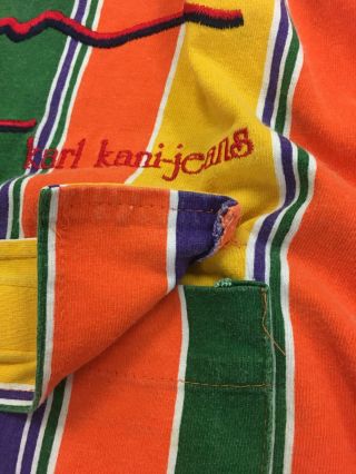 Vintage Karl Kani Jeans Hooded Striped T - Shirt Size Large Yellow Green Purple 5