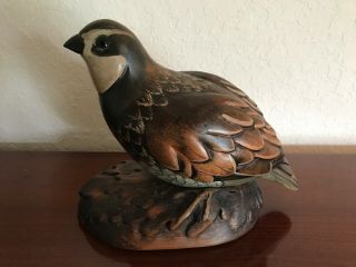 Tom Taber/john Fairfield Bobwhite Quail Decoy Wood Carving