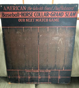 Vintage American Shuffleboard Bar Scoreboard,  Baseball,  Horsecollar,  Grand Slam