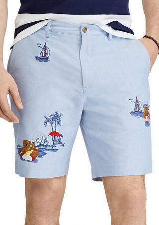Polo Ralph Lauren Men Vtg Retro Polo Bear Beach Embroidered Classic Shorts Pants