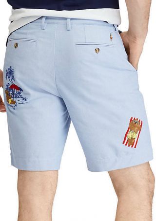Polo Ralph Lauren Men Vtg Retro Polo Bear Beach Embroidered Classic Shorts Pants 2