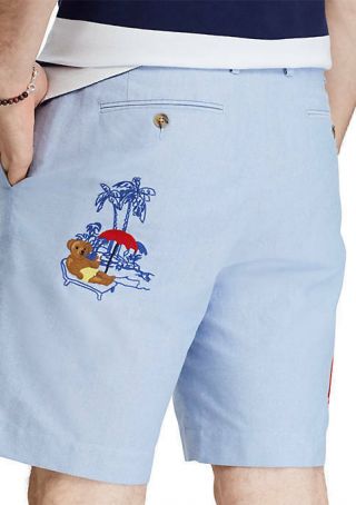 Polo Ralph Lauren Men Vtg Retro Polo Bear Beach Embroidered Classic Shorts Pants 3