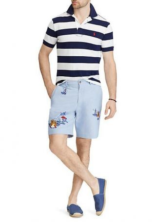 Polo Ralph Lauren Men Vtg Retro Polo Bear Beach Embroidered Classic Shorts Pants 5
