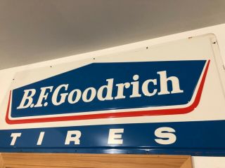 Large 1965 Vintage B.  F.  Goodrich Tires Gas Station 60 " Embossed Metal Sign.