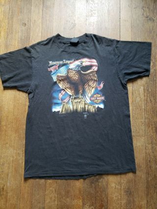 Vintage Harley Davidson Motorcycles T - Shirt Hd 1988 3d Emblem American Legend L