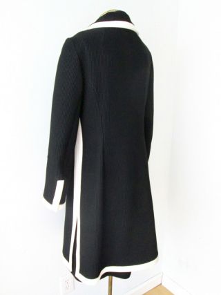 Vtg 60s mod Lilli Ann black white ribbed poly knit 2 - pc dress coat suit set L 3