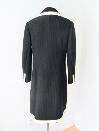 Vtg 60s mod Lilli Ann black white ribbed poly knit 2 - pc dress coat suit set L 4