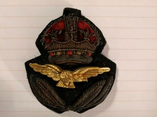 Wwii Royal Air Force Raf Rcaf Raaf Bullion & Metal Pilot Or Officer Cap Badge 1