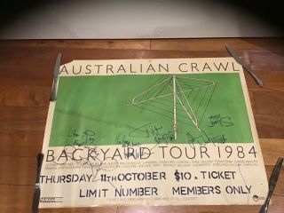 Vintage Australian Crawl Concert Tour Poster 1985 Signed James Reyne & Band