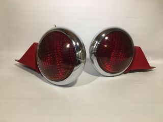 Unity F1 Red Cowl Light Pair With Brackets Rat Rod Vintage Police Car Fire Truck