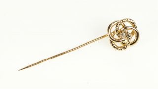 14k Diamond Inset Scroll Pattern Knot Spiral Stick Pin Yellow Gold 00