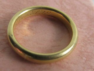 Vintage 14k Yellow Gold Wedding Band Ring Size 6.  4.  46 Grams Dated 1919 Or 1979