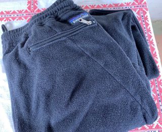 Vintage Usa Patagonia Extra Large Xl Black Lightweight Fleece Pants Snap - T Sweat