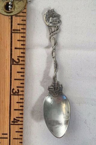 Antique Sterling Souvenir Spoon Salem Ma By Gorham Daniel Low Witch And Cat 1891