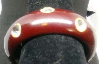 Reddish Brown Bakelite Bracelet With Rhinestones