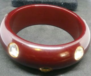 Reddish Brown Bakelite Bracelet With Rhinestones 3