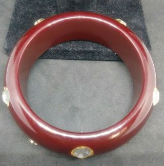 Reddish Brown Bakelite Bracelet With Rhinestones 4