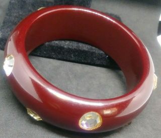 Reddish Brown Bakelite Bracelet With Rhinestones 5