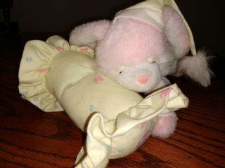 RARE Vintage House Of Lloyd Pajama Pink Bunny RockaBye Baby plush crib music toy 2