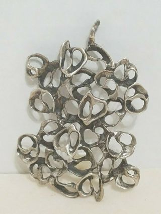 Vintage Sterling Silver Mid Century Large Abstract Brutalist Pendant