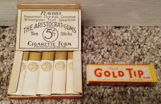 Vintage Full Gold Tip Fruit Chewing Gum Combo Box And Pack