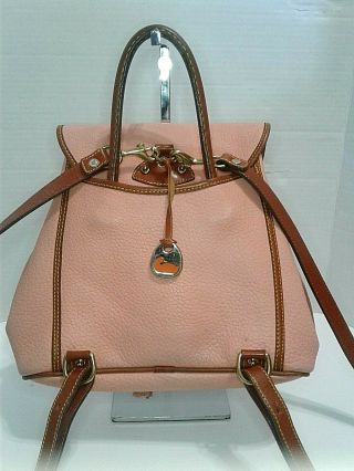 RARE Vintage Dooney & Bourke Pink Backpack All Weather Leather Purse Adjustable 2