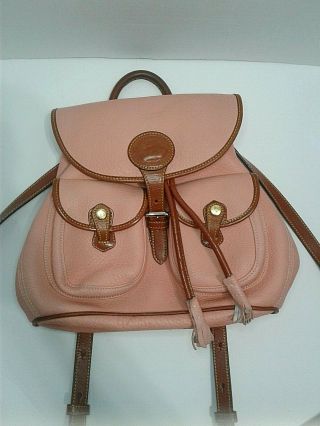 RARE Vintage Dooney & Bourke Pink Backpack All Weather Leather Purse Adjustable 5