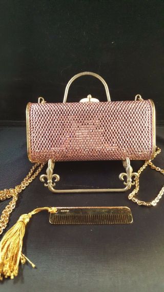 Vintage Judith Leiber Authentic Pink Swarovski Crystal Evening Bag Clutch