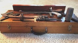 Vintage Antique Wooden Tool Box Includes (some Near Museum Quality) Tools