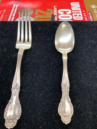 Sterling Set Of 2 Tiffany 1892 " Richelieu " Dinner Fork And 7” Soup Spoon
