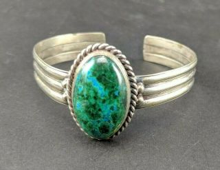 Vintage Navajo Sterling Silver Green / Blue Turquoise Cabochon Bracelet