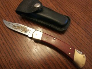 Vintage 1980s Buck 110 W Sheath Gold Etch 1981 - 1986 Limited Edition 4 Dot Pre 86