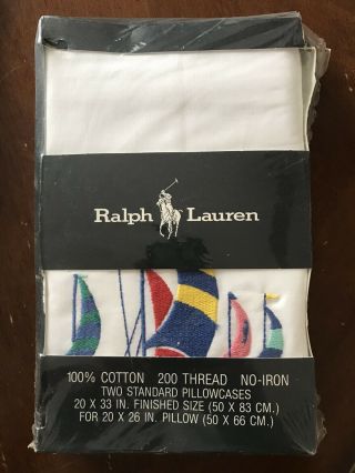 2 Vintage Ralph Lauren Regatta Embroidered Pillow Cases