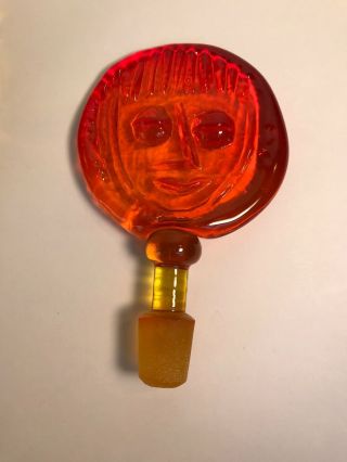 Vintage Blenko Glass Tangerine Lady Decanter 6525 Designed Joel Myers 3