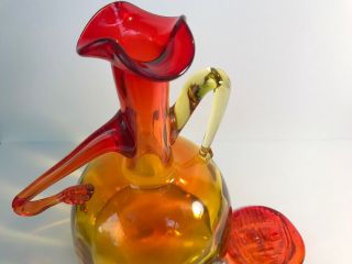 Vintage Blenko Glass Tangerine Lady Decanter 6525 Designed Joel Myers 5