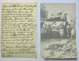 Us Wwii Tank Photo Card Send To Friends (?) Describes Scene,  Lampaden Germany
