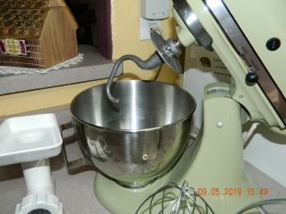Vtg Kitchen - Aid 10 - Speed Mixer K45 Hobart w/Stainless Steel Bowl & Attachments 5