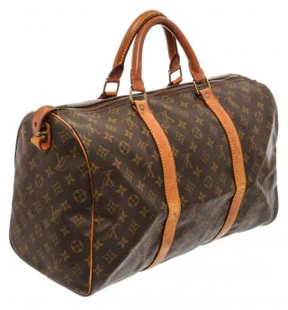 43 - 7 Louis Vuitton Vintage Monogram Canvas Leather Keepall 45 Cm Duffle Bag Lugg