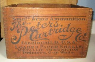 Antique Peters Cartridge Co.  12 Ga.  Victor Wood Shell Box With Dovetailed Joints