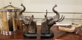 Vintage Bronze Elephant Bookends Great Home Decor 4 Crimson Tide Ua Fan